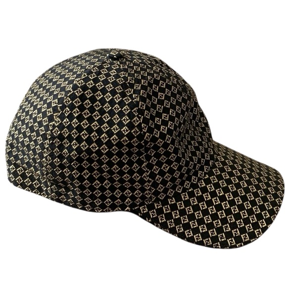 F1051 Fendi gold and black monogram unisex baseball hat